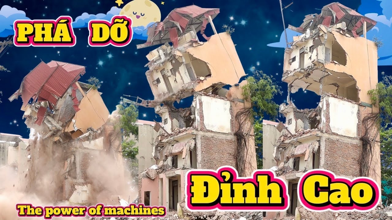 CẬN CẢNH ĐỔ GỤC ngôi nhà 6 tầng ,Techniques for demolishing solid buildings . background