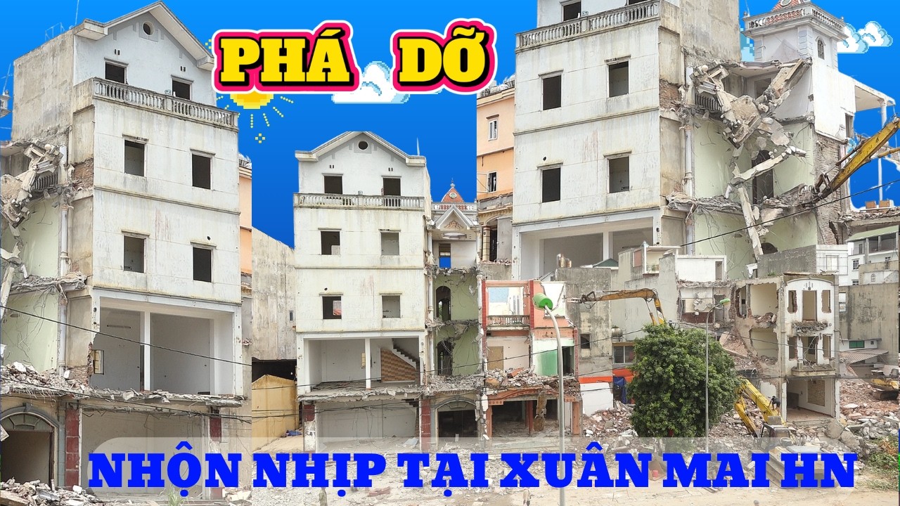DẬP PHÁ HÀNG LOẠT NHỮNG NGÔI NHÀ MẶT ĐƯỜNG TẠI XUÂN MAI,Demolish the sturdy houses .