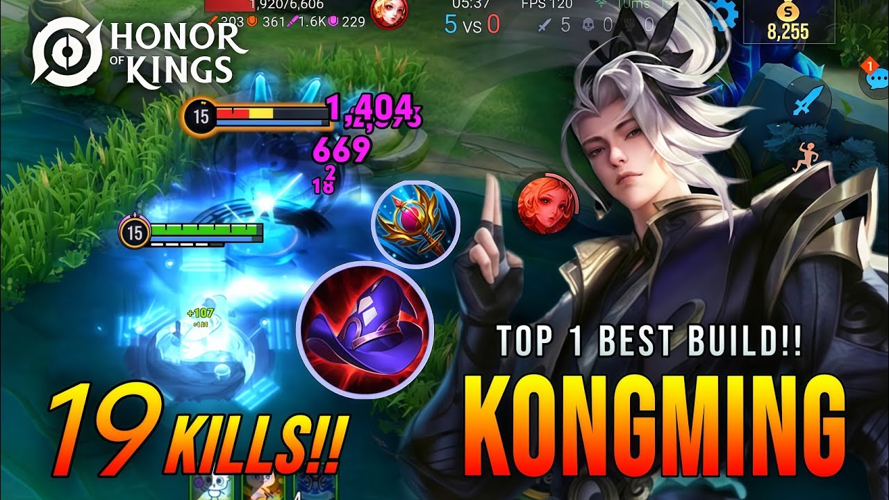 19 KILLS!! Kongming 100% Broken Gameplay in Honor of Kings - Top 1 Best Build background