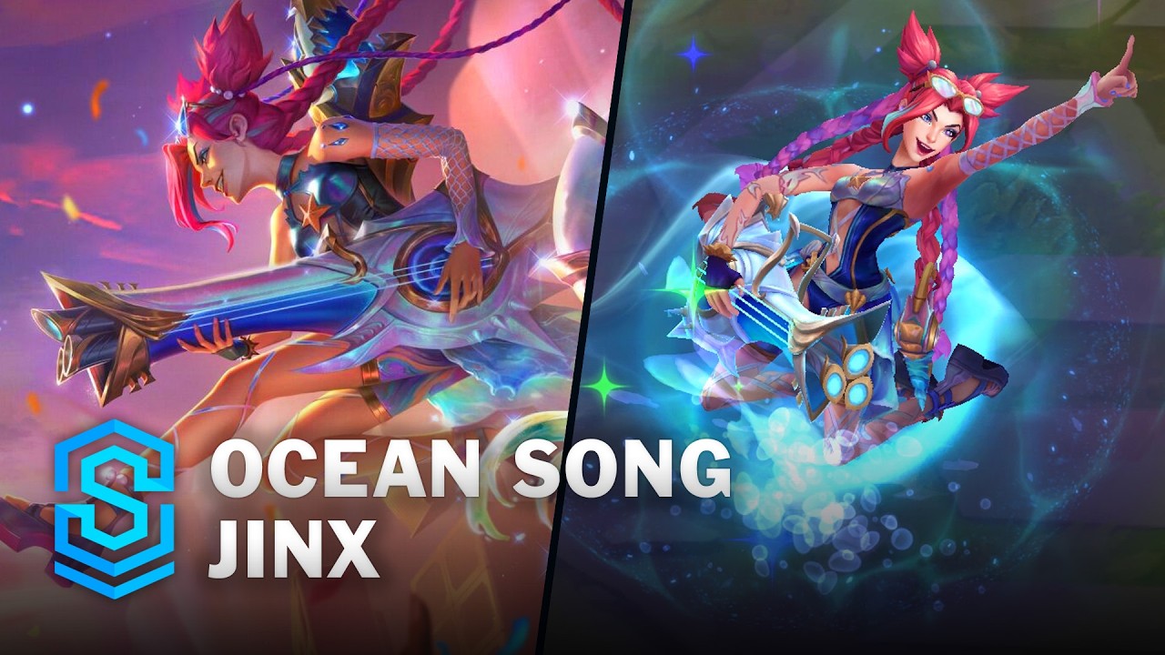Ocean Song Jinx Skin Spotlight - Pre-Release - PBE Preview - League of Legends background