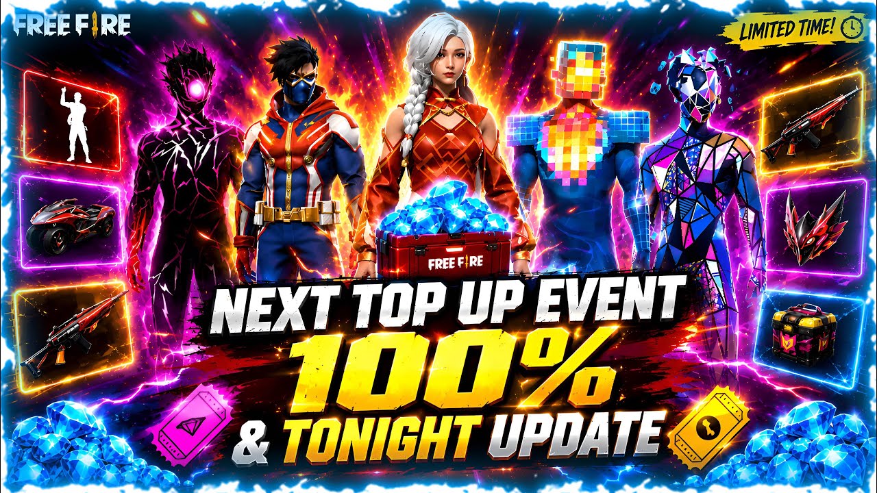 NEXT TOP UP EVENT 100% FREE FIRE background