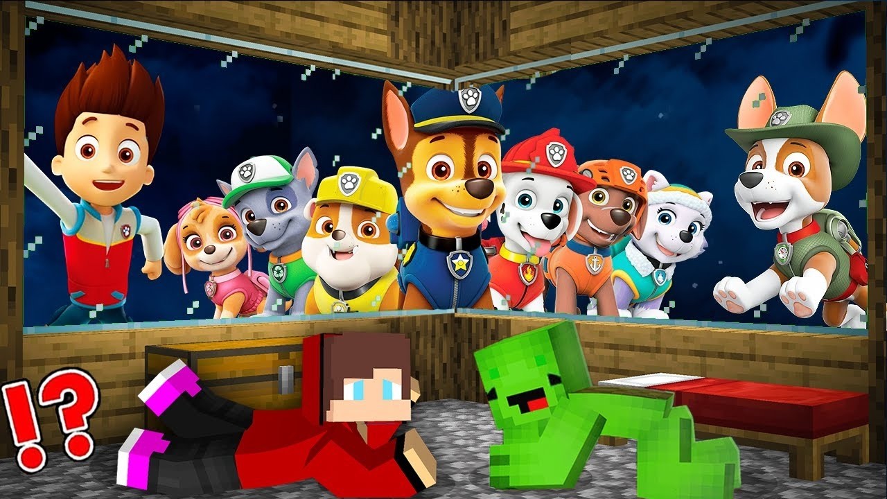 PAW PATROL vs Security House in Minecraft Maizen JJ and Mikey - Challenge! Rocky, Ryder