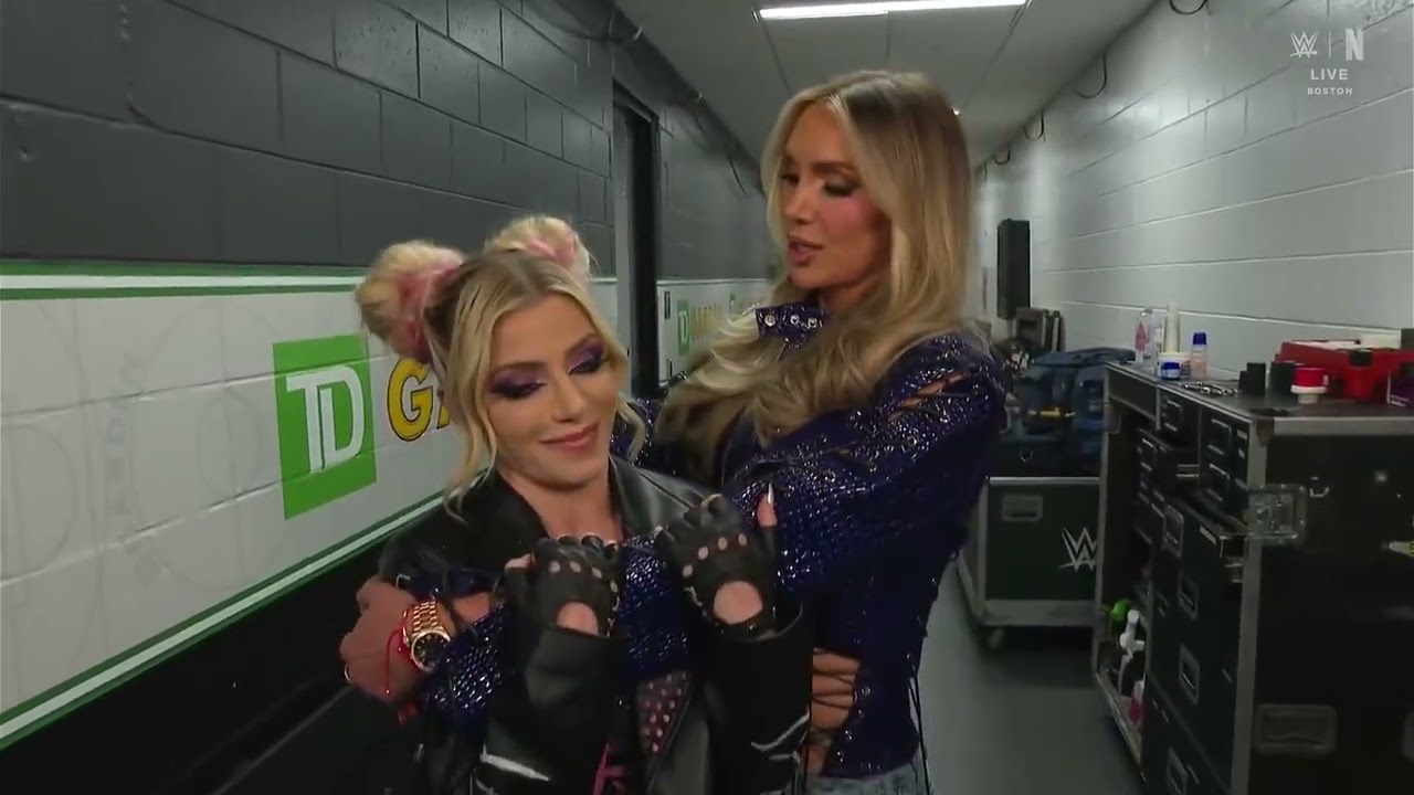 Charlotte Flair, Alexa Bliss & Tatum Paxley Backstage Segment background