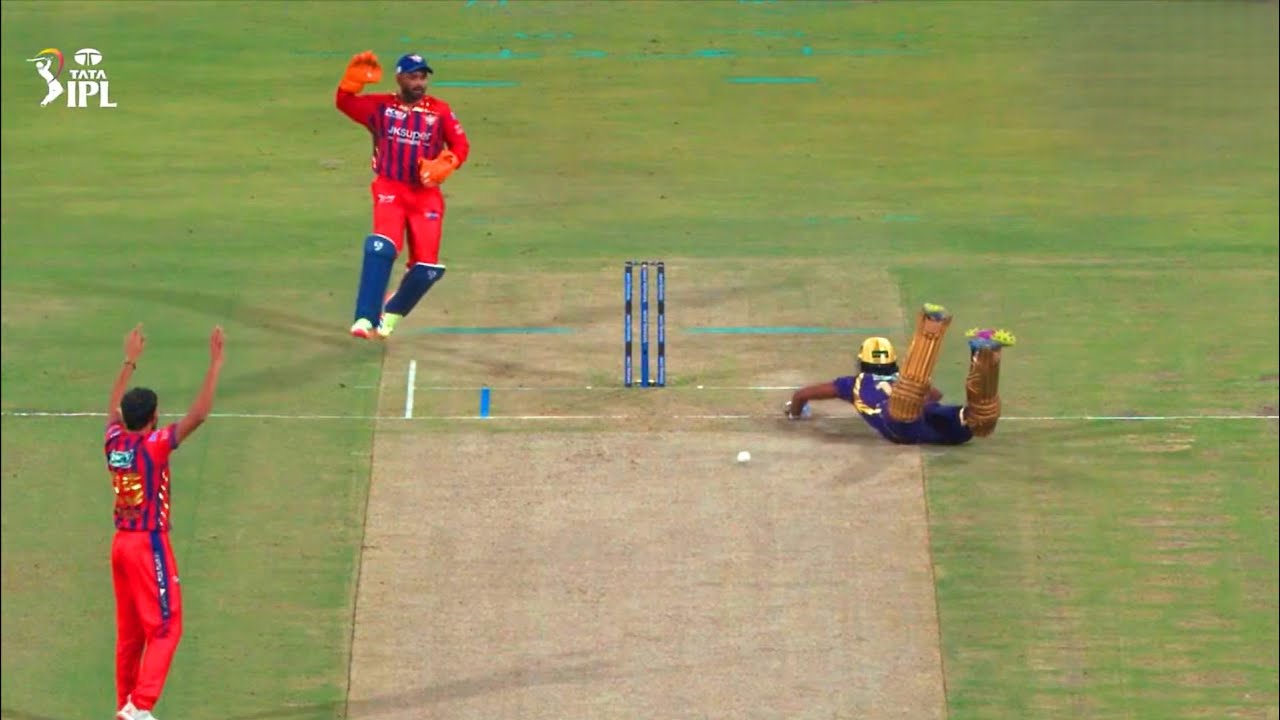 Watch : Angkrish Raghuvanshi Run Out Today in KKR vs LSG | Angkrish Raghuvanshi Obstruct The Field background