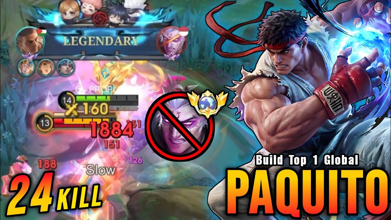 24 Kills!! Paquito VS Top Global Phoveus!! - Build Top 1 Global Paquito ~ MLBB background