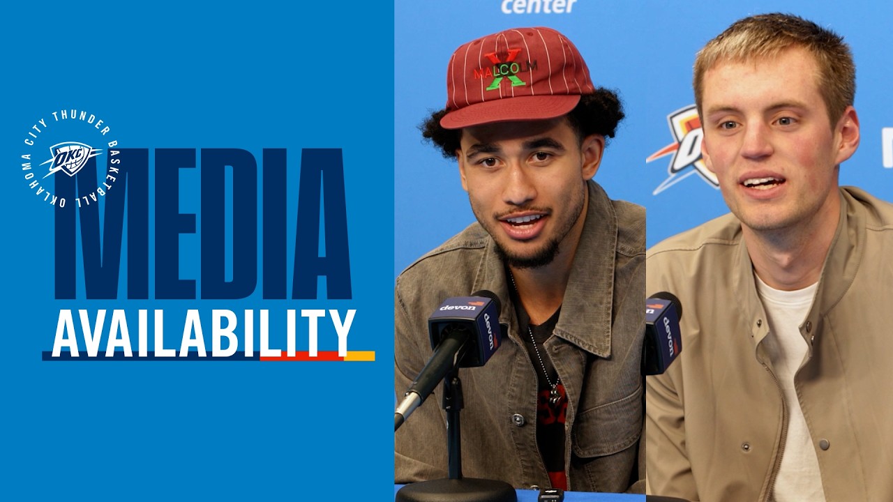 Jared McCain and Payton Sandfort | Postgame Media | April 12, 2026 background