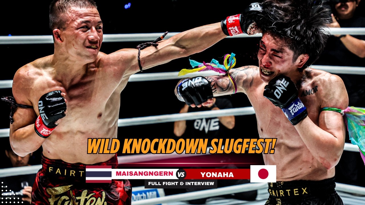 INSANE 3-KNOCKDOWN THRILLER! Maisangngern Survives Late Scare To Beat Yonaha! background