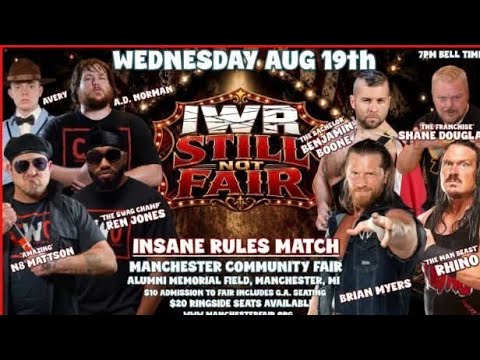 IWR: C.W.O. vs. Rhyno, Shane Douglas, Benjamin Boone, & Bryan Meyers. (Insane Rules Match) 8/19/26 background
