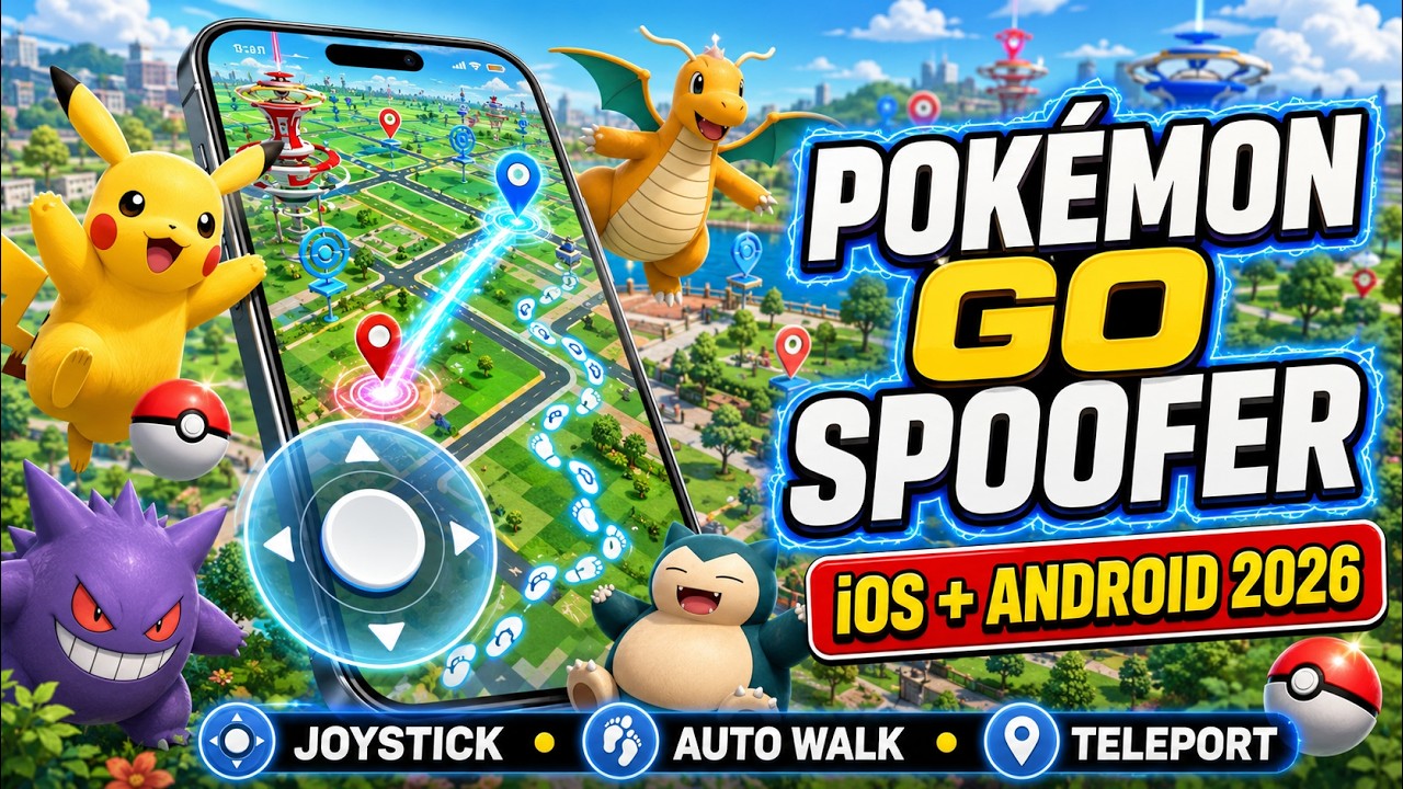 Pokemon GO Spoofer iOS & Android 2026 - How to Get Pokemon GO Spoof w Joystick, Auto Walk, Teleport background