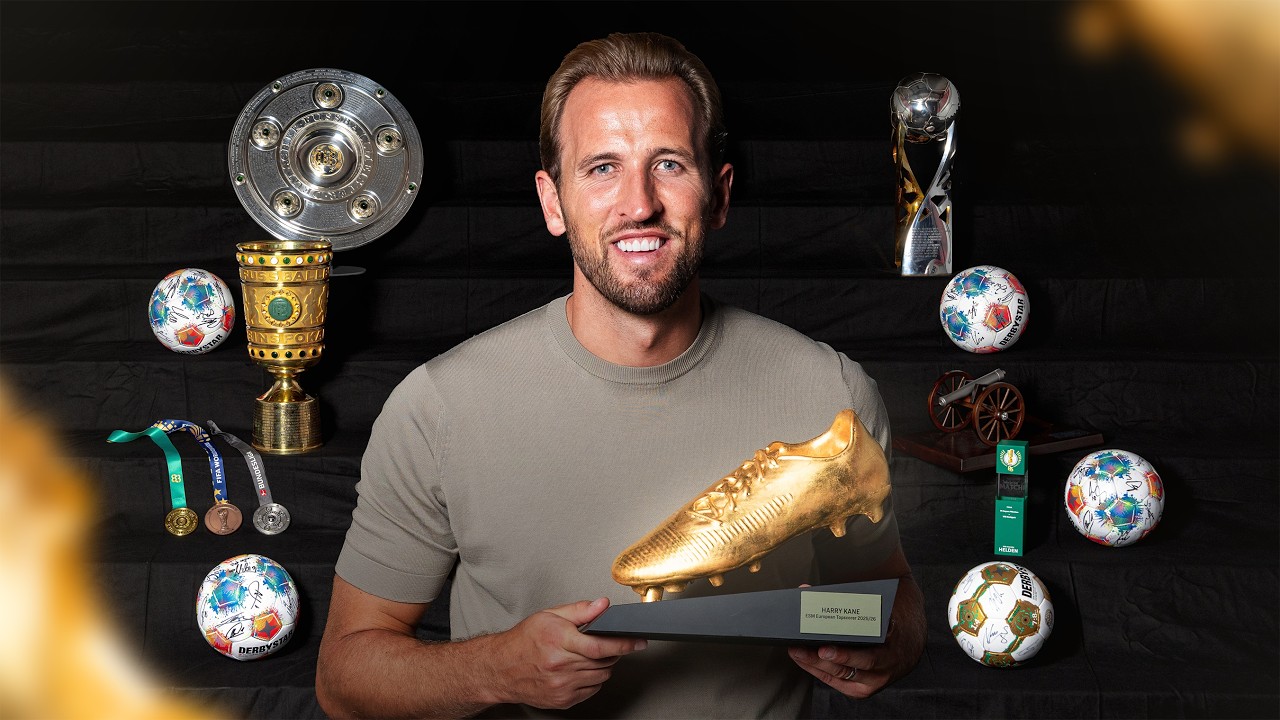 Harry Kane receives his second Golden Shoe 🏆 | Behind the Scenes background