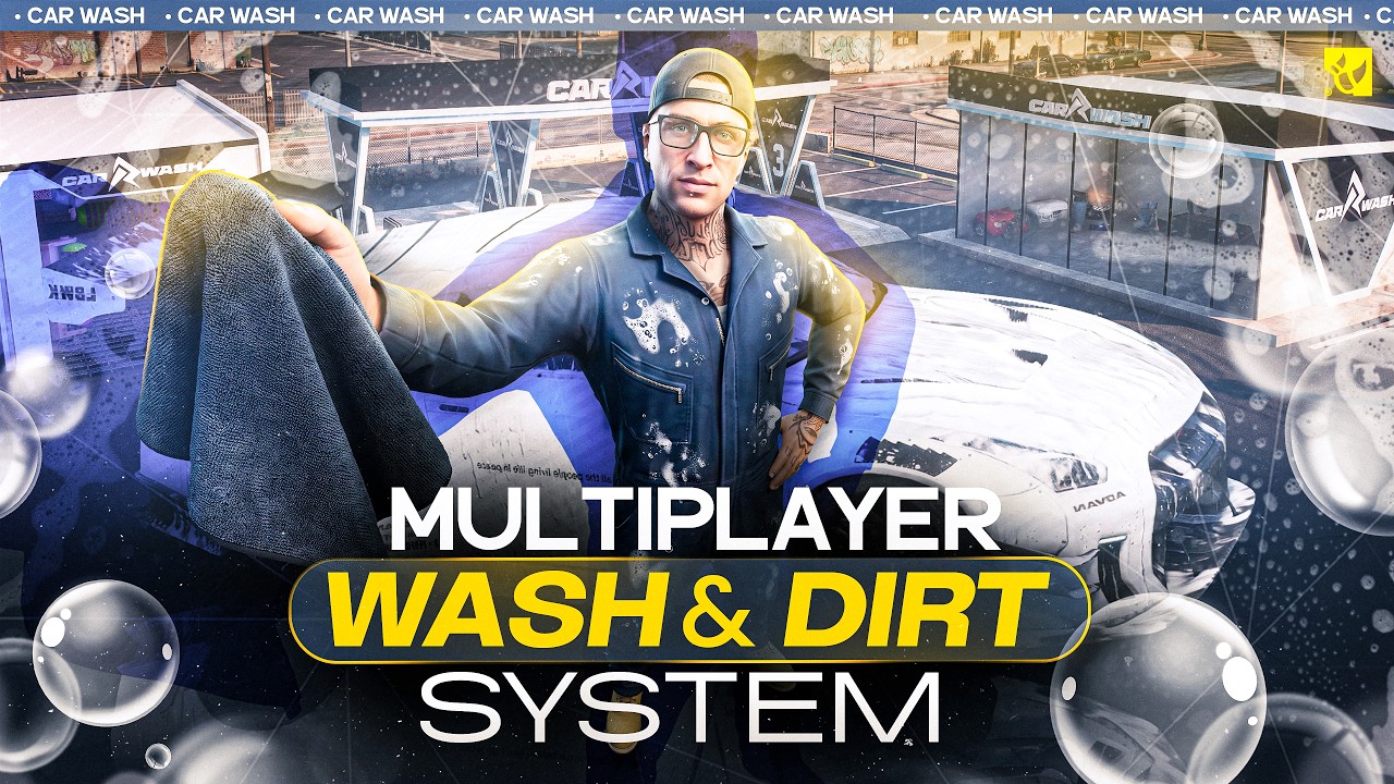 FiveM Car Wash Business Script | Management Panel | + Custom MLO + Realistic Dirt System background