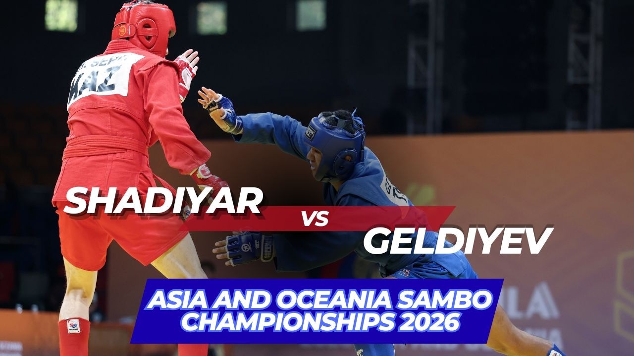 SHADIYAR (KAZ) vs GELDIYEV (TKM) - Asia and Oceania SAMBO Championships 2026 background