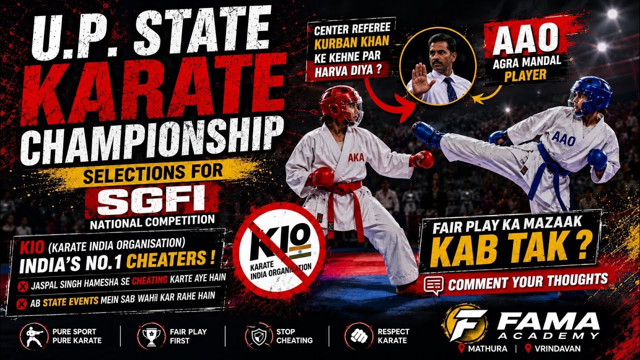 AAO Player को क्यों हराया गया? 😡 U.P. State Karate Championship का बड़ा सवाल. background
