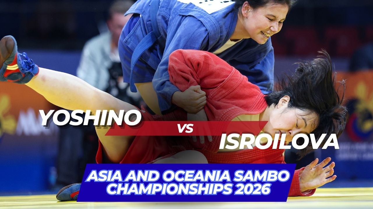 YOSHINO (JPN) vs ISROILOVA (UZB) - Asia and Oceania SAMBO Championships 2026 background