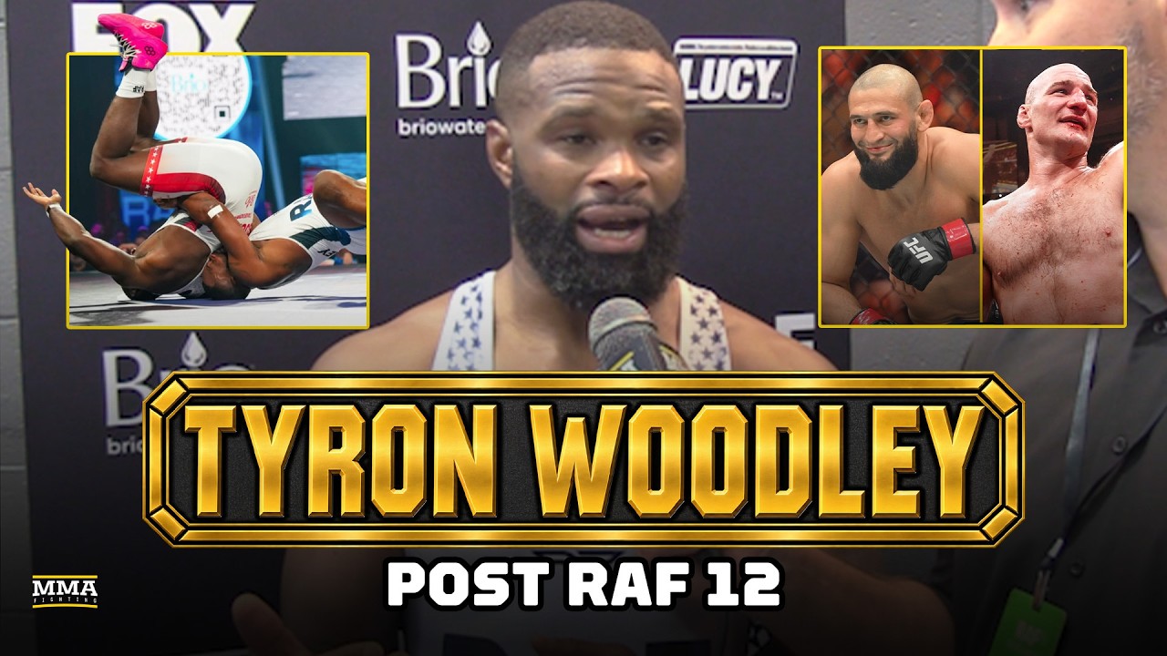 Tyron Woodley REACTS To Sean Strickland Leaking DM, Khamzat Chimaev Matchup, RAF 12 Win background