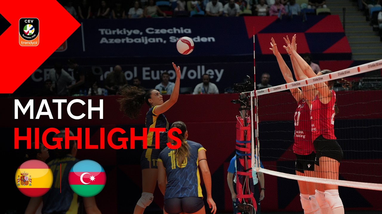 Highlights | SPAIN vs. AZERBAIJAN | CEV Trendyol Eurovolley 2026 | Women background