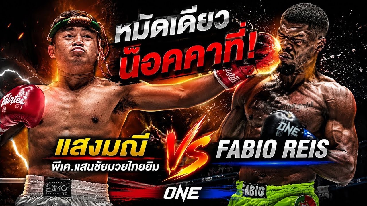 หมัดเดียวน็อคคาที่! แสงมณี พีเค.แสนชัยมวยไทยยิม VS Fabio Reis background
