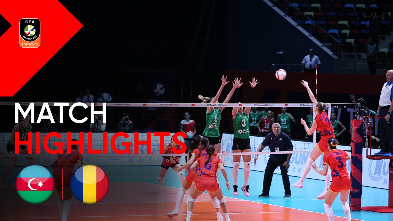 Highlights | AZERBAIJAN vs. ROMANIA | CEV Trendyol Eurovolley 2026 | Women background