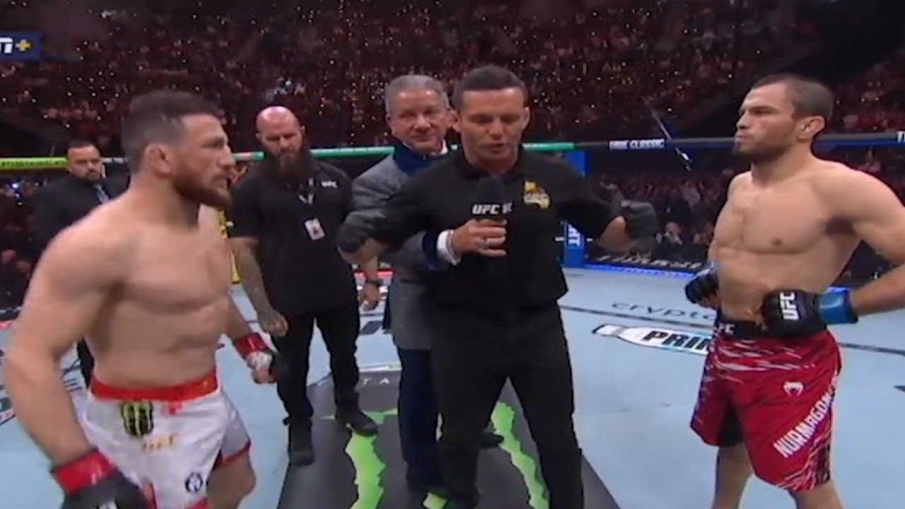Merab Dvalishvili and Umar Nurmagomedov put on an entertaining fight from start to finish background
