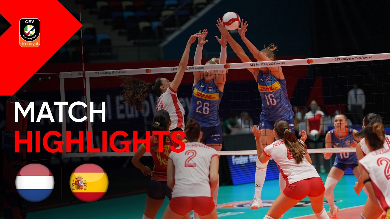 Highlights | THE NETHERLANDS vs. SPAIN | CEV Trendyol Eurovolley 2026 | Women background