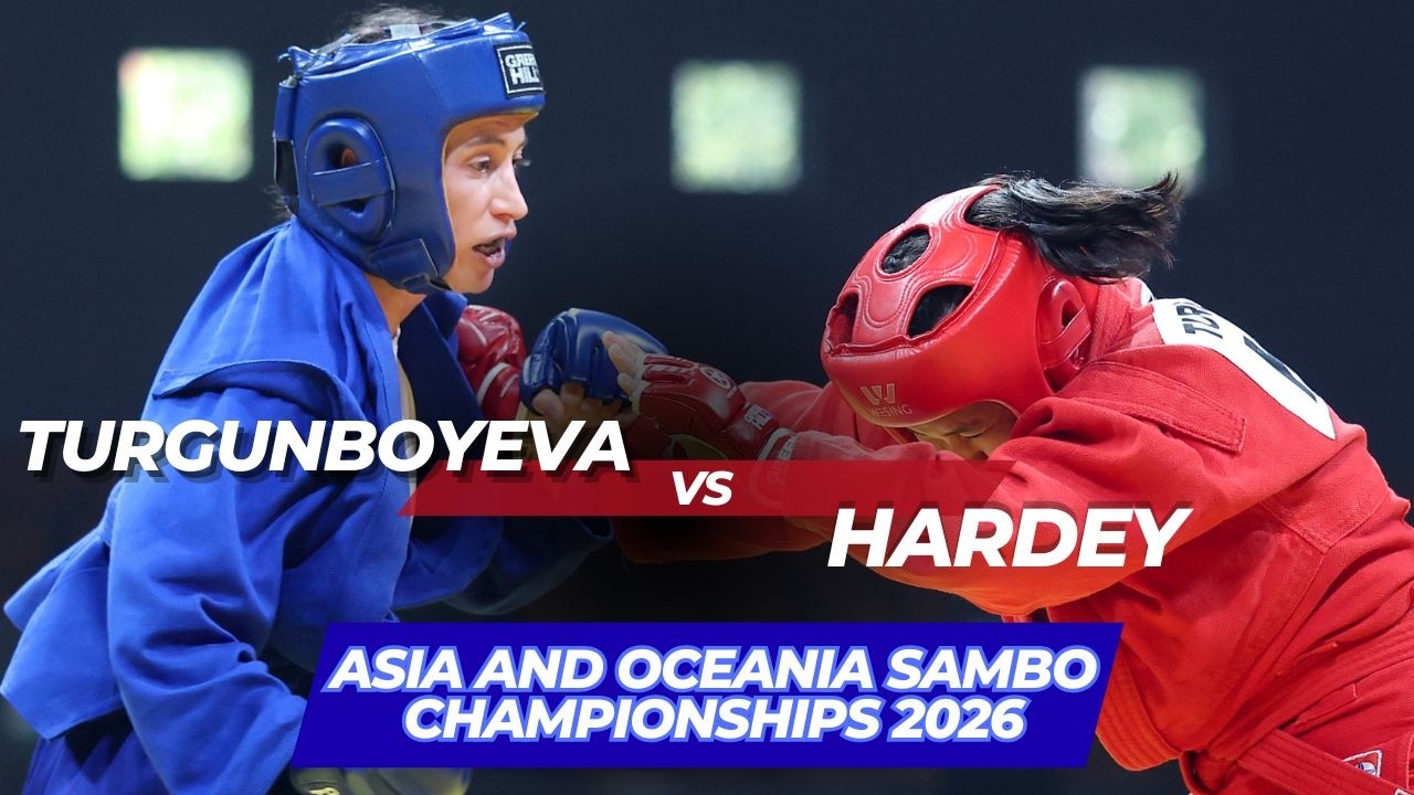 TURGUNBOYEVA (KAZ) vs HARDEY (AUS) - Asia and Oceania SAMBO Championships 2026 background