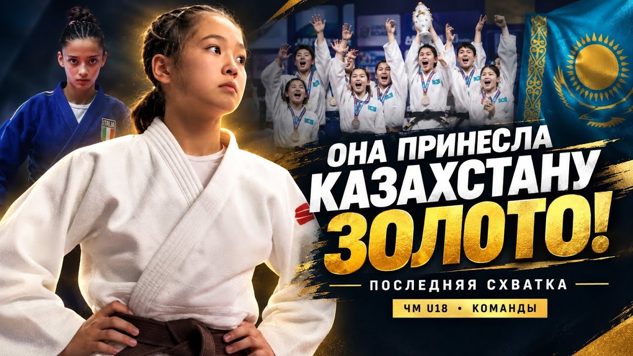 🇰🇿 СБОРНАЯ КАЗАХСТАНА ЧЕМПИОН ЧМ ДО 18 | ЭКВАДОР 2026 🇪🇨 Дзюдодан Қазақстан чемпионатына жолдама 18! background
