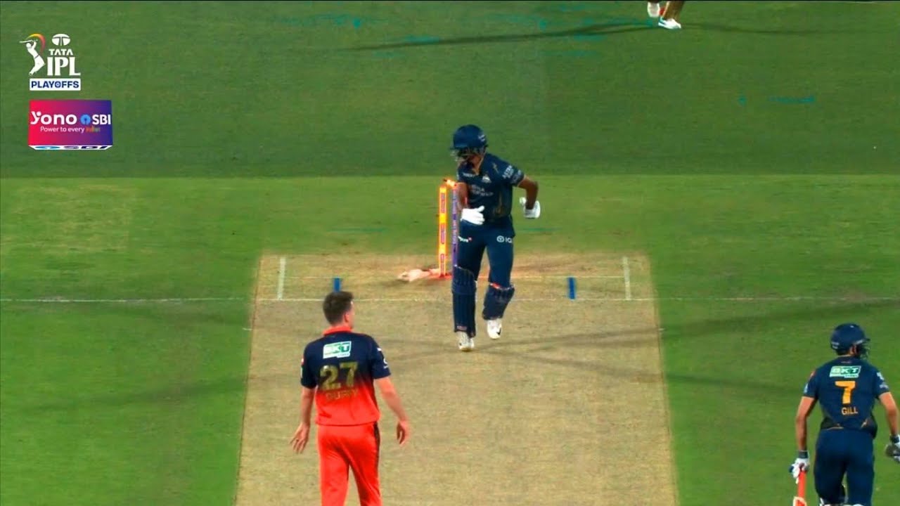 Watch : Sai Sudarshan Hit Wicket Today in RCB vs GT | Sai Sudarshan Hitwicket Out Today vs RCB background