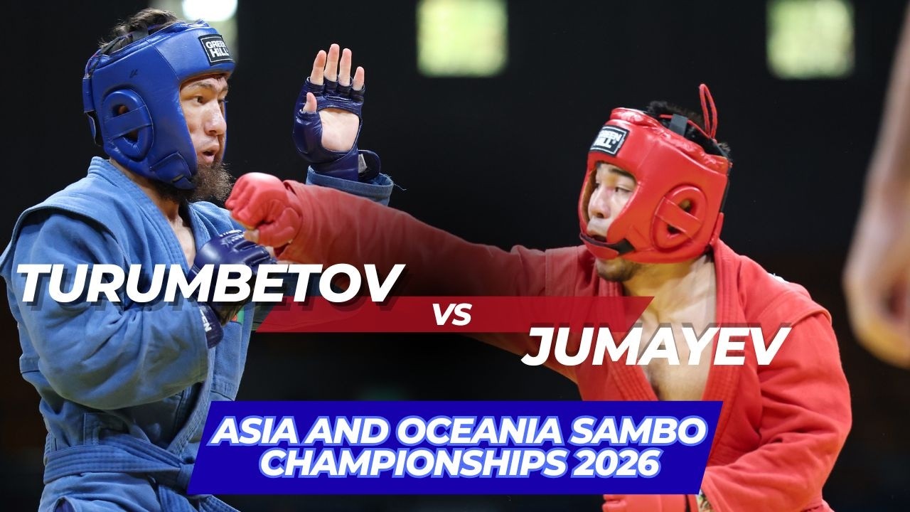 TURUMBETOV (KAZ) vs JUMAYEV (TKM) - Asia and Oceania SAMBO Championships 2026 background