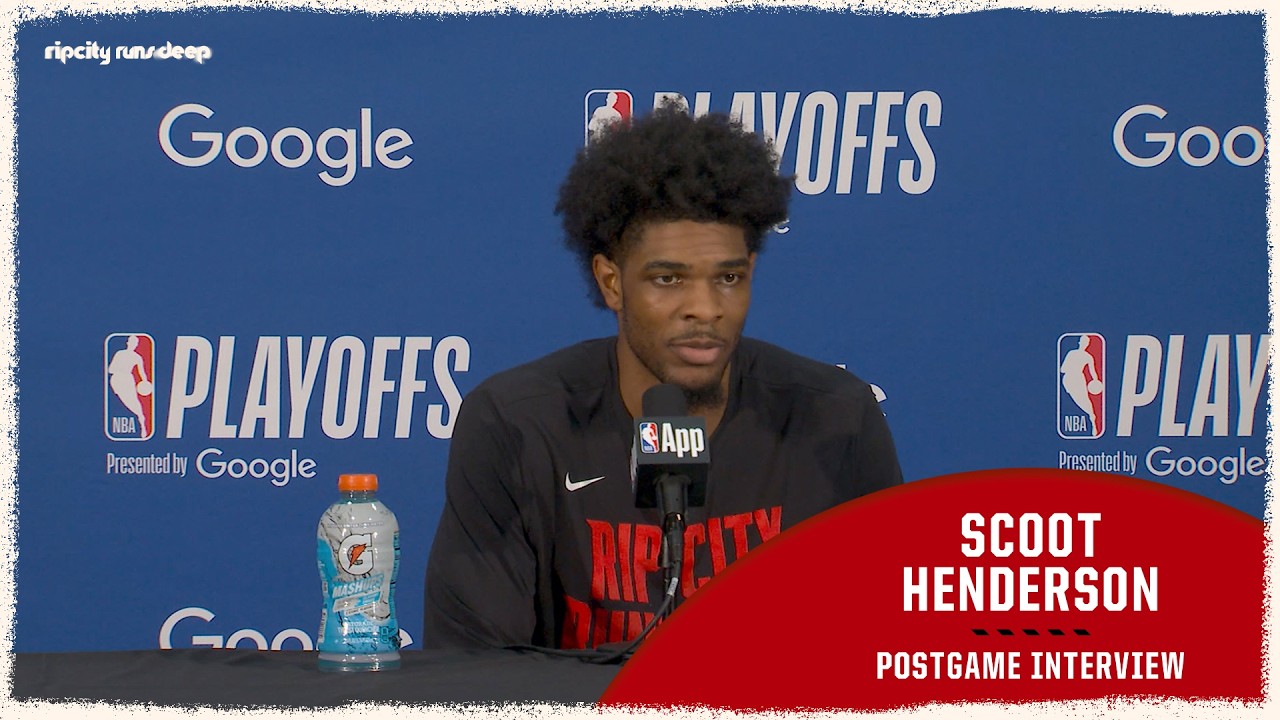 Scoot Henderson Describes Huge Game in Playoff Win vs SA | Portland Trail Blazers | April 21, 2026 background