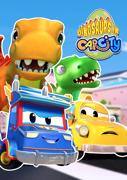 Dinosaurs in Car City backdrop