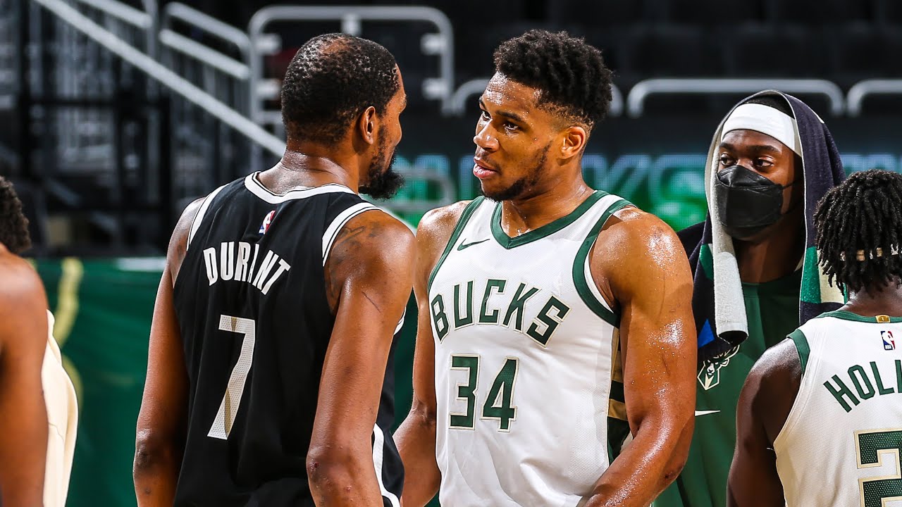 All-Access: Bucks Beat Brooklyn To Clinch A Playoff Spot | Giannis, KD, Kyrie, Jrue & Khris Battle background