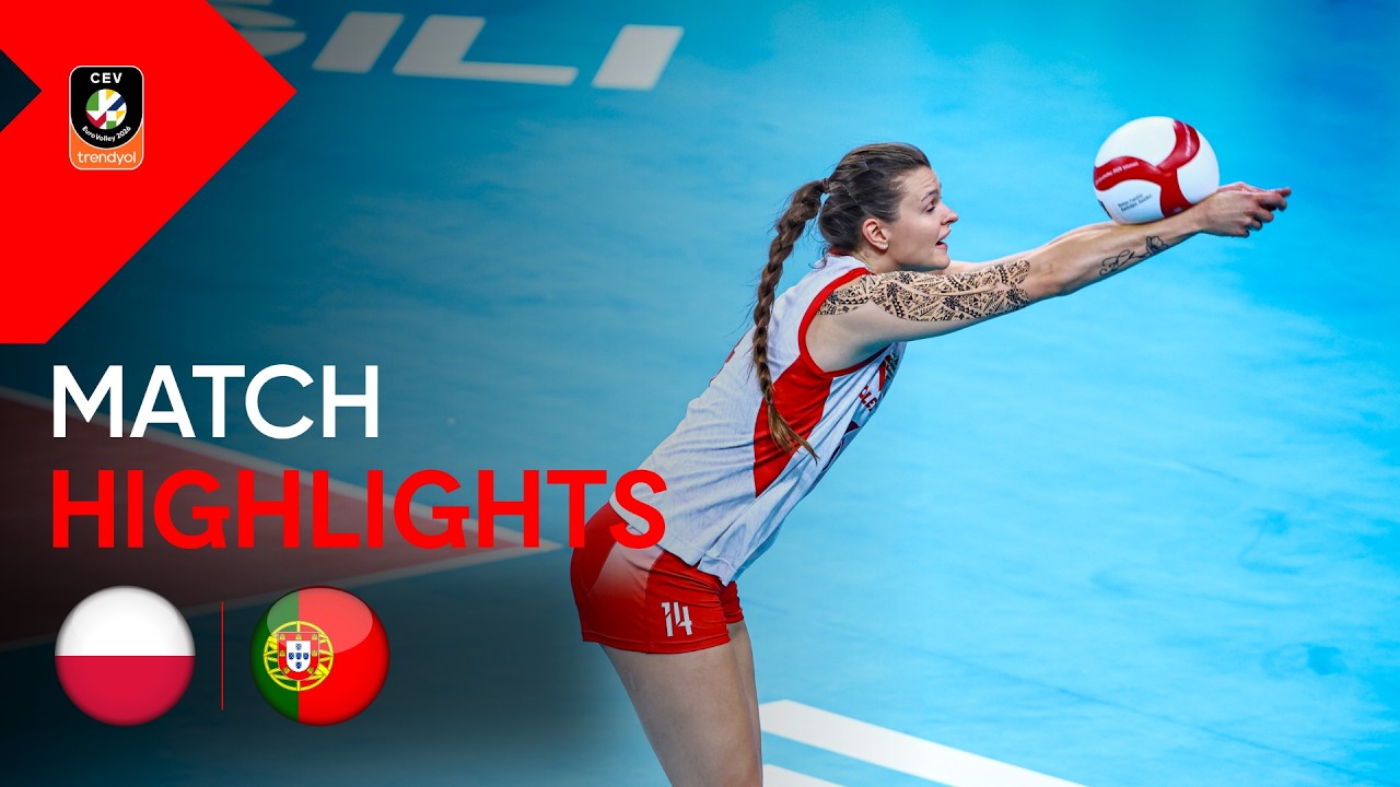 Highlights | POLAND vs. PORTUGAL | CEV Trendyol Eurovolley 2026 | Women background