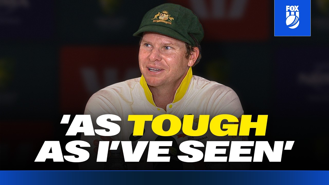 ‘Maybe I didn't nick it’ 😬 Smith honest as Aussies suffer collapse | Australia Press Conference background