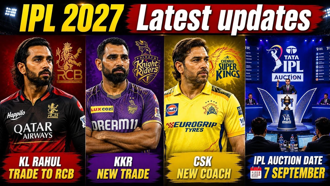 IPL 2027 Latest News - KL Rahul Trade to KKR | CSK New Coach | Impact Player Removed | IPL Auction background
