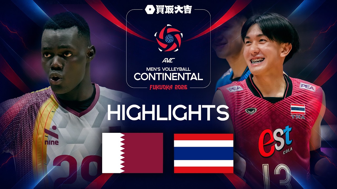 Qatar 🇶🇦 vs. Thailand 🇹🇭 - Highlights | FIVB - Asian Continental Championships - Men