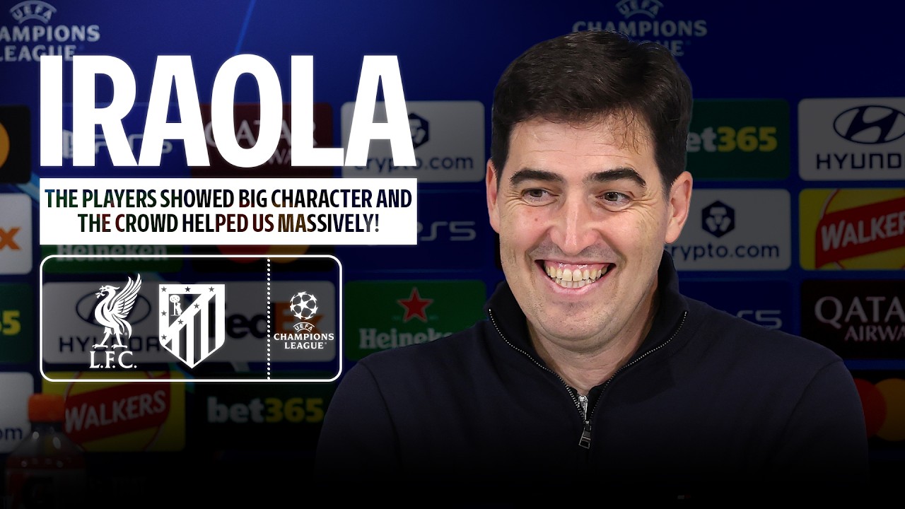 Iraola's Reaction: Anfield atmosphere, Barcola fitness | Liverpool 2-1 Atletico Madrid backdrop