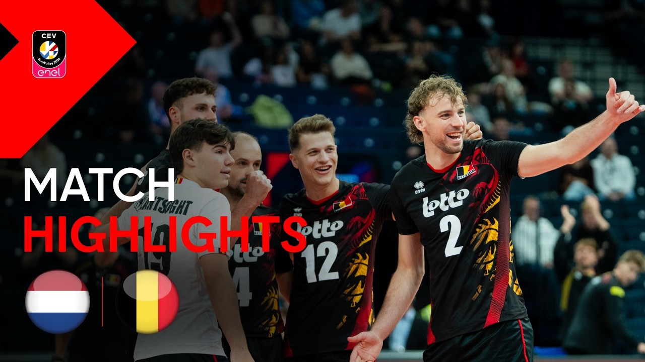 Highlights | The Netherlands vs. Belgium | CEV Enel EuroVolley 2026 | Men backdrop