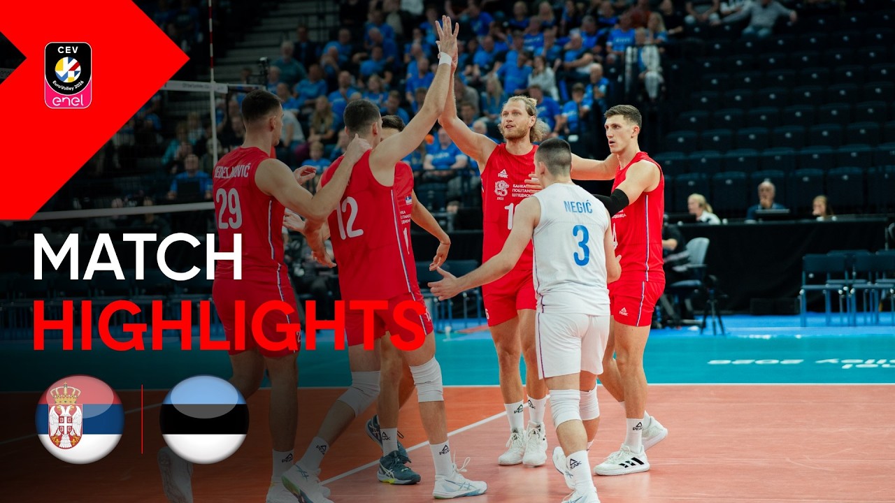 Highlights | Serbia vs. Estonia | CEV Enel EuroVolley 2026 | Men backdrop