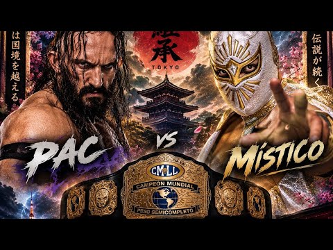 PAC VS MISTICO AT ATM'S NJPW WRESTLE DYNASTY 35 DAY 1 EVENT CMLL WORLD LIGHT HEAVYWEIGHT TITLE backdrop