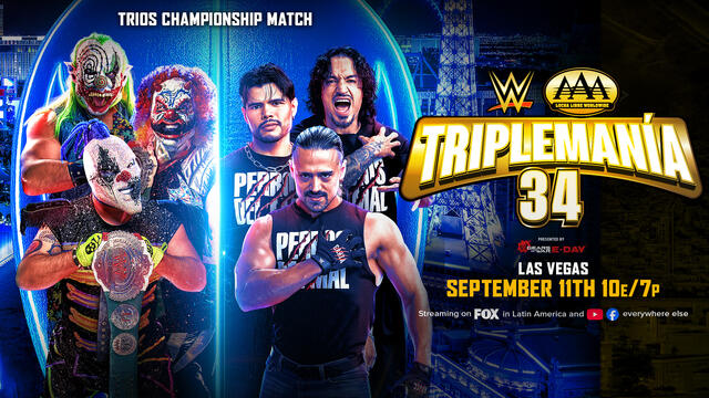 Los Psycho Circus vs. Perros del Mal | AAA Trios Title Match: AAA Triplemanía 34 Hype Package background