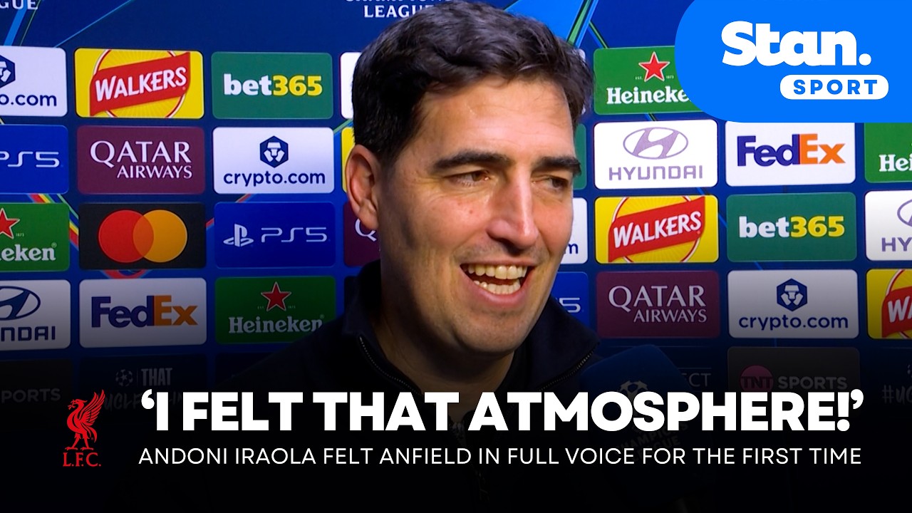 Liverpool boss experiences Anfield in FULL VOICE ЁЯФК Andoni Iraola: тАШI will remember this game!тАЩ background