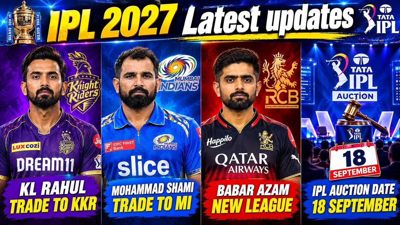 IPL 2027 Latest News - KL Rahul Teade to KKR | Retained & Released List | B Azam in RCB | Trade News