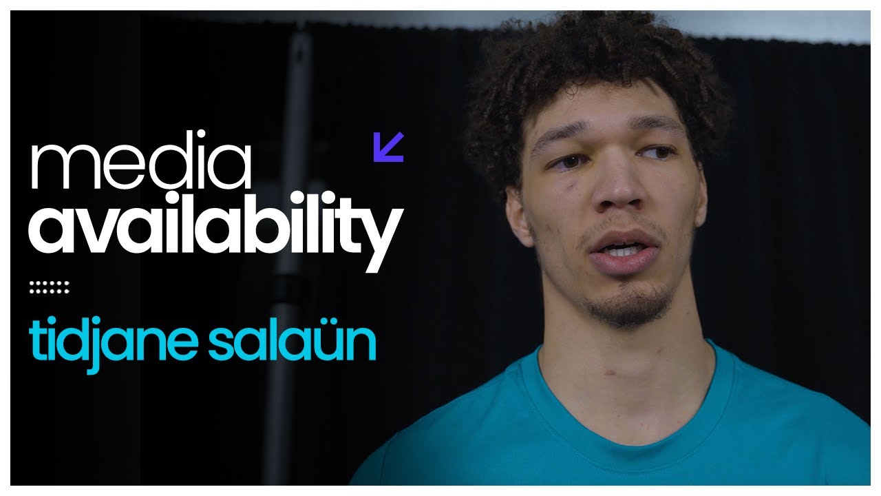 Hornets at Knicks: Tidjane Salaün Postgame Media Availability | 12/3/2025 background