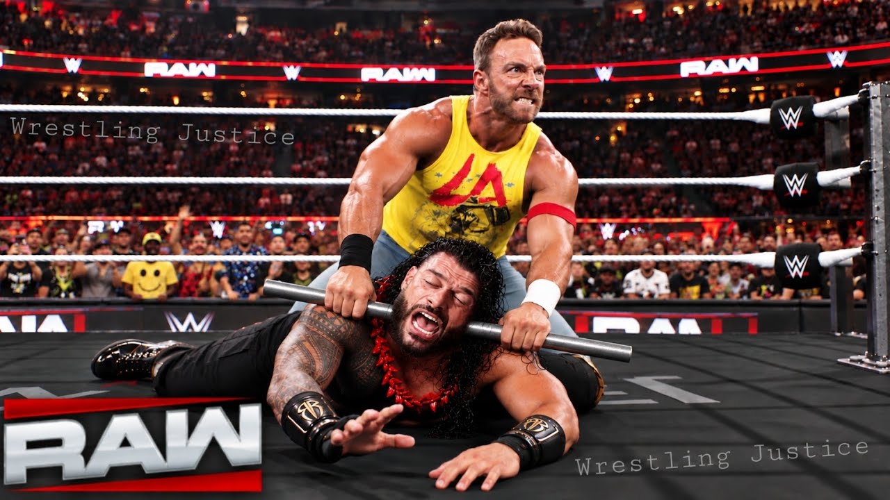 WWE 13 September 2026 LA Knight Brutal Attack Roman Reigns WWE Raw Highlights background