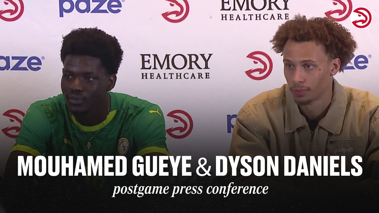 Hawks vs. Warriors Postgame Press Conference: Mouhamed Gueye and Dyson Daniels background