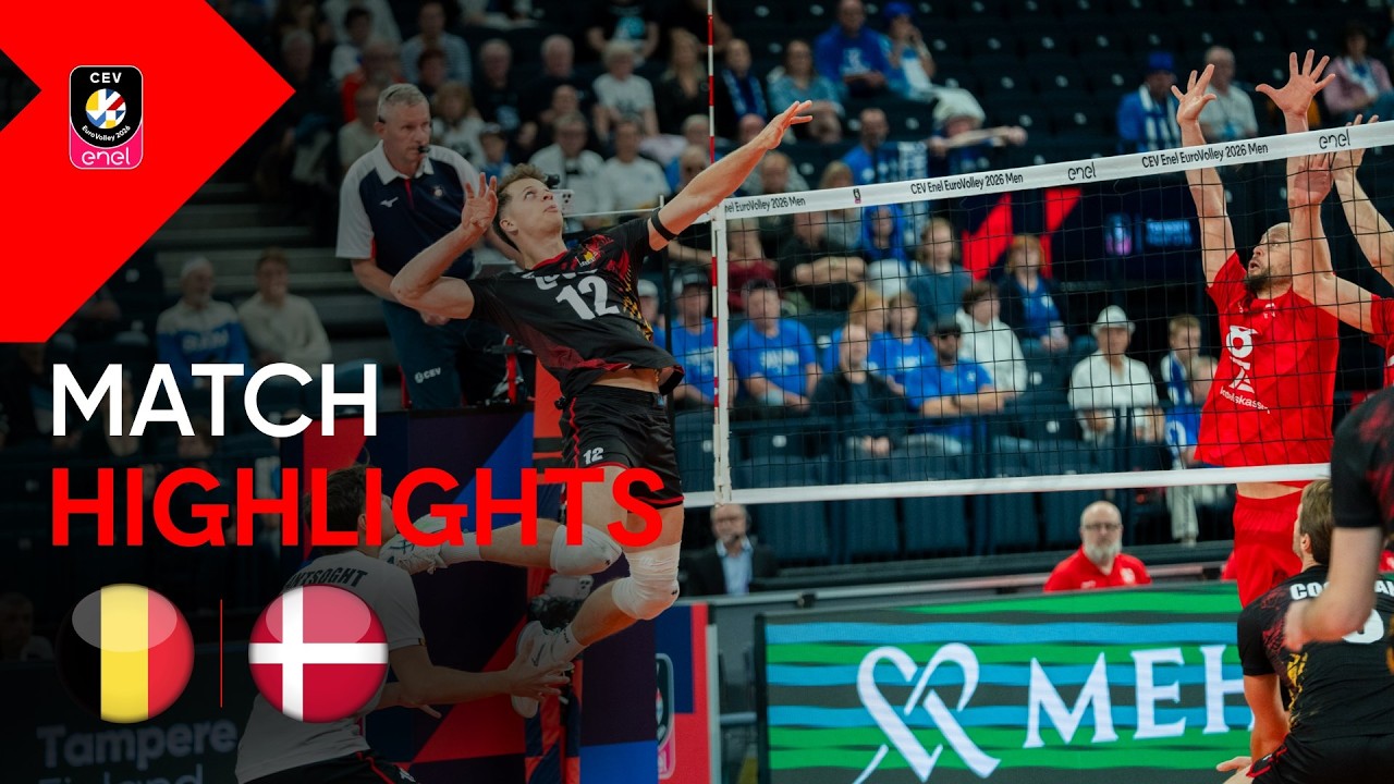 Highlights | Belgium vs. Denmark | CEV Enel EuroVolley 2026 | Men background