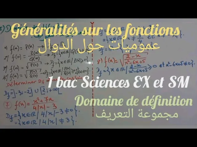 Généralités sur les fonctions 1 Bac عموميات حول الدوال