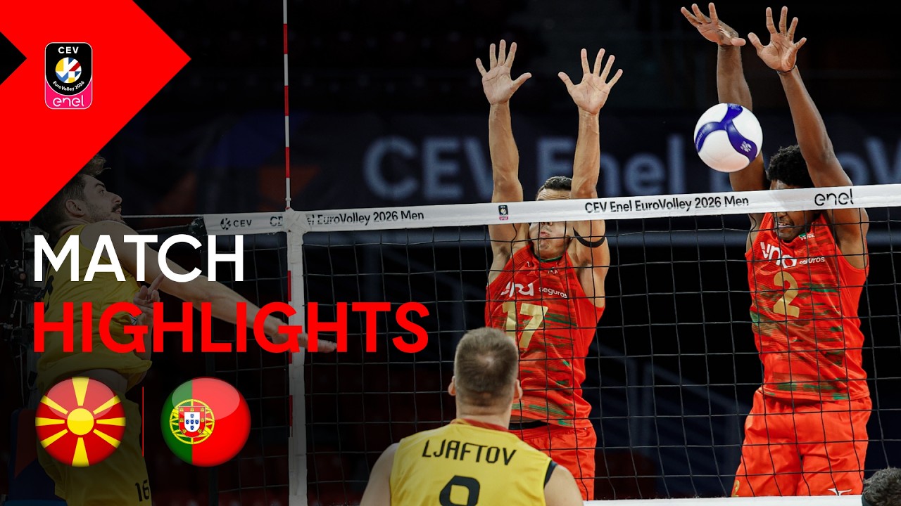 Highlights | North Macedonia vs. Portugal | CEV Enel EuroVolley 2026 | Men background