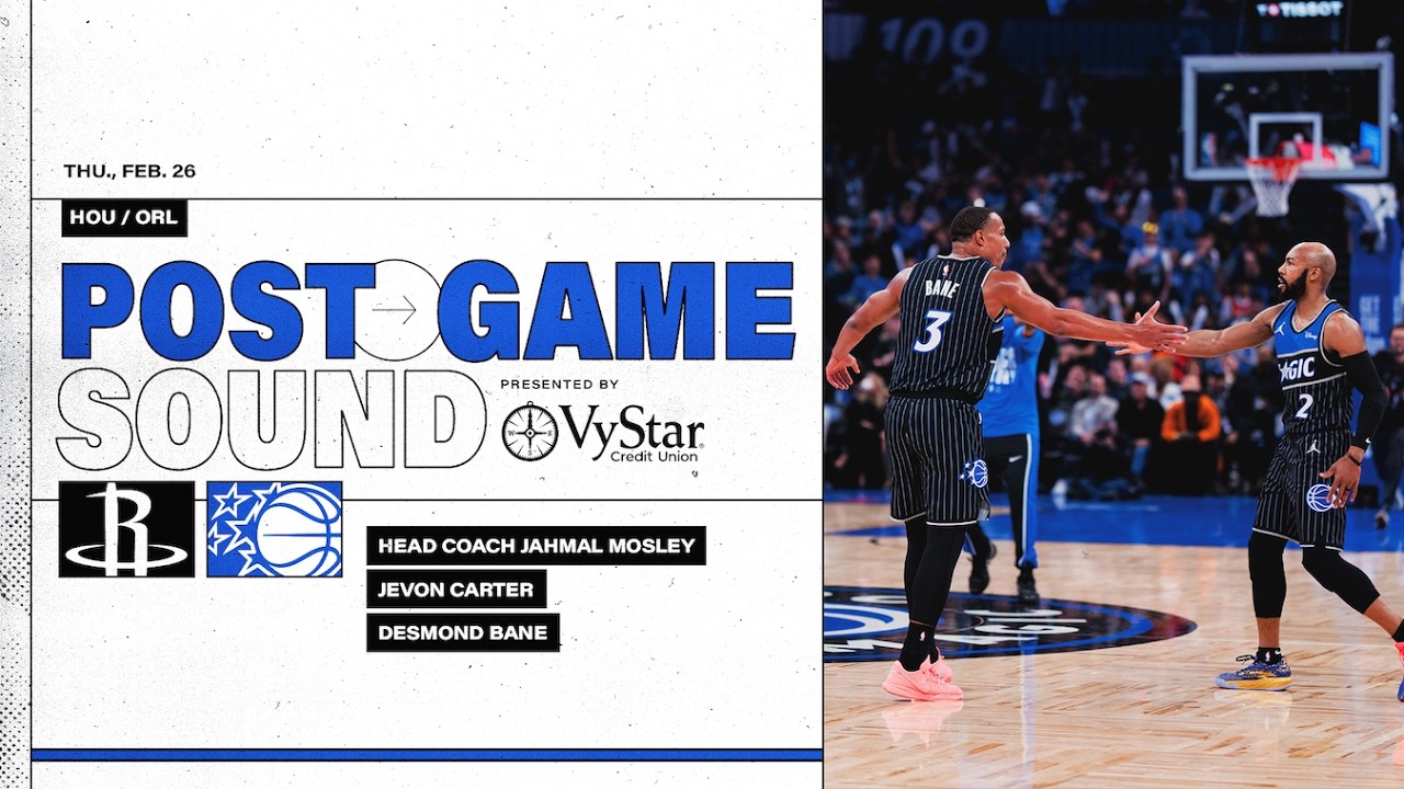 POSTGAME SOUND: HOUSTON ROCKETS VS. ORLANDO MAGIC | COACH MOSE, DESMOND BANE & JEVON CARTER background