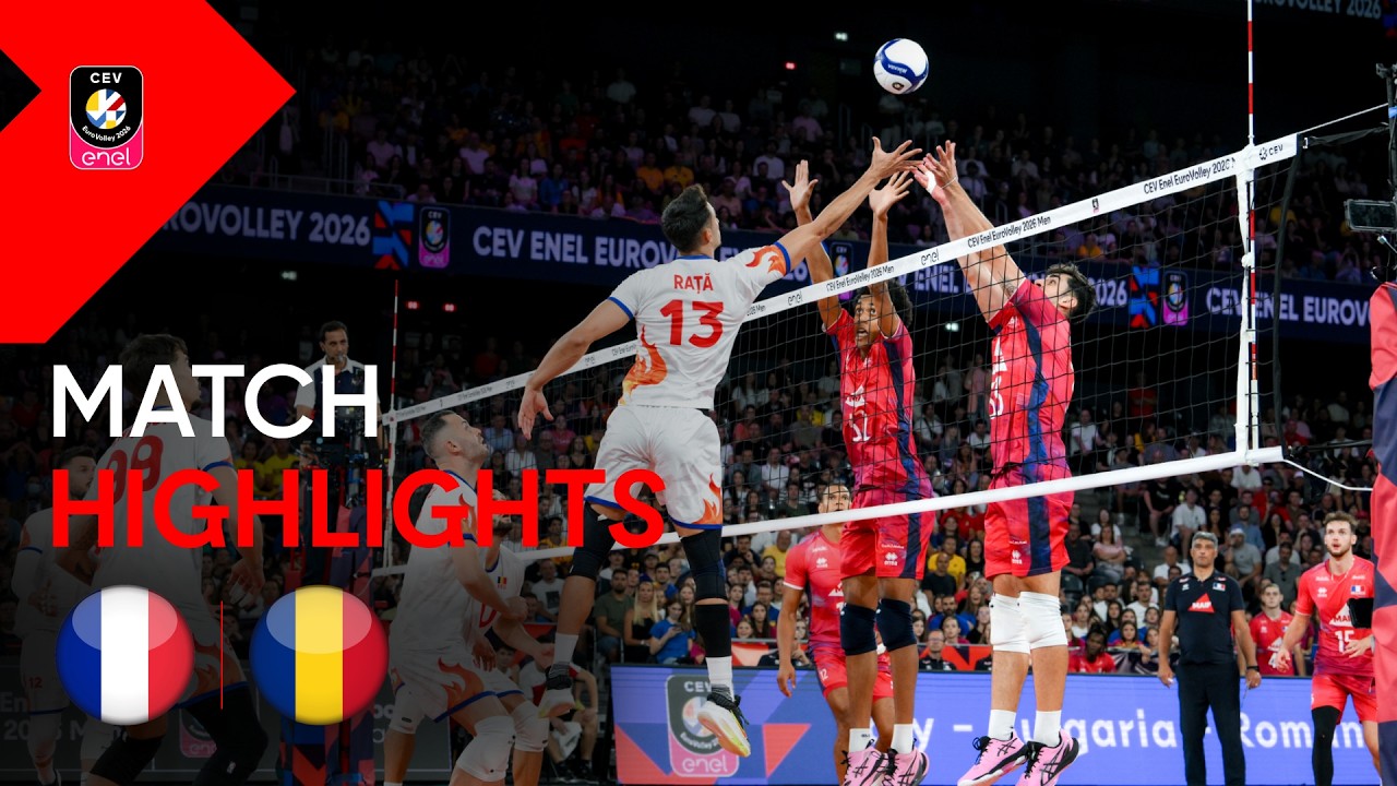 Highlights | France vs. Romania | CEV Enel EuroVolley 2026 | Men background